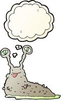 cartoon gross slug with thought bubble vector