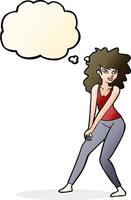 cartoon woman posing with thought bubble vector