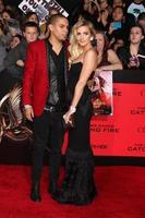LOS ANGELES, NOV 18 -  Evan Ross, Ashlee Simpson at the The Hunger Games -  Catching Fire Premiere at Nokia Theater on November 18, 2013 in Los Angeles, CA photo