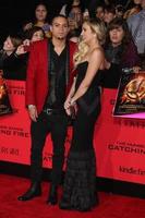 LOS ANGELES, NOV 18 -  Evan Ross, Ashlee Simpson at the The Hunger Games -  Catching Fire Premiere at Nokia Theater on November 18, 2013 in Los Angeles, CA photo