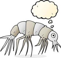 cartoon shrimp with thought bubble vector