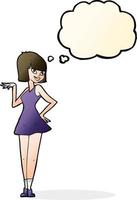 cartoon pretty woman with thought bubble vector