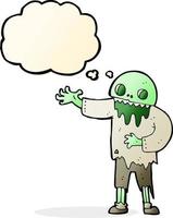 cartoon spooky zombie with thought bubble vector