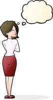 cartoon businesswoman ignoring with thought bubble vector