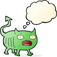 cartoon little imp with thought bubble vector