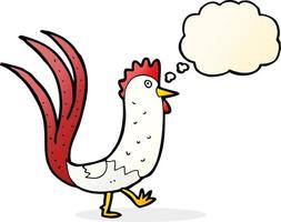 cartoon cockerel with thought bubble vector