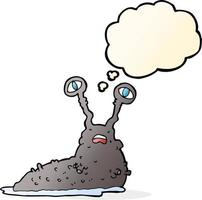 cartoon gross slug with thought bubble vector