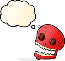 cartoon spooky skull with thought bubble vector