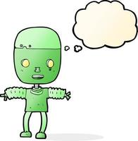 cartoon robot with thought bubble vector