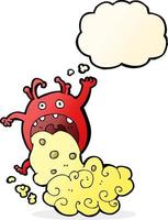 cartoon gross monster being sick with thought bubble vector