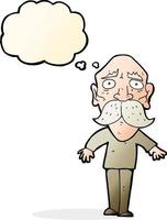 cartoon sad old man with thought bubble vector