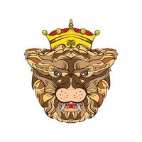 tiger kings head hand draw vector illustration