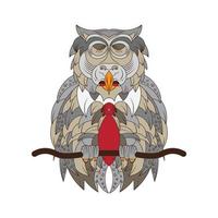 doodle owl cartoon vector illustration