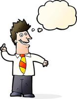 cartoon man with good idea with thought bubble vector