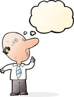 cartoon bald man asking question with thought bubble vector