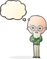 cartoon annoyed old man with thought bubble vector