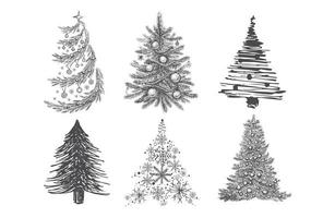 Christmas tree. Hand drawn illustration. vector