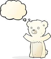 cartoon polar bear cub with thought bubble vector