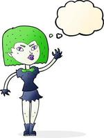 cartoon pretty vampire girl with thought bubble vector