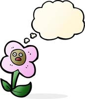 cartoon flower with face with thought bubble vector