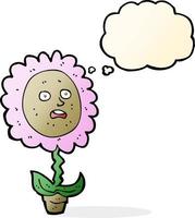 cartoon flower with face with thought bubble vector