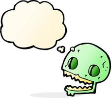 cartoon spooky skull with thought bubble vector