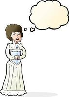 cartoon shocked victorian woman with thought bubble vector