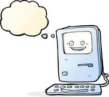 cartoon old computer with thought bubble vector