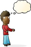 cartoon confused man with thought bubble vector