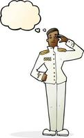 cartoon military man in dress uniform with thought bubble vector