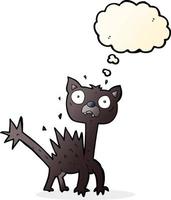 cartoon scared cat with thought bubble vector