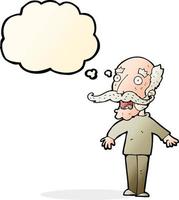 cartoon old man gasping in surprise with thought bubble vector