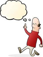 cartoon bald man with idea with thought bubble vector