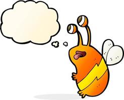 cartoon funny bee with thought bubble vector