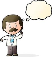 cartoon newsreader man with idea with thought bubble vector