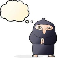 cartoon monk in robe with thought bubble vector