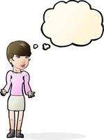 cartoon confused woman with thought bubble vector