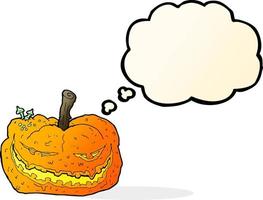 cartoon halloween pumpkin with thought bubble vector