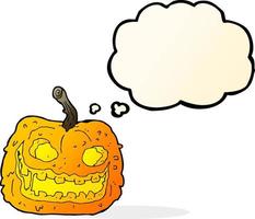 cartoon spooky pumpkin with thought bubble vector