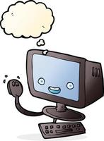 cartoon computer with thought bubble vector