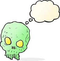 cartoon spooky skull with thought bubble vector