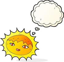 cartoon pretty sun with thought bubble vector