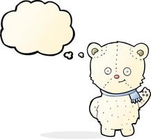 cute cartoon polar bear waving with thought bubble vector