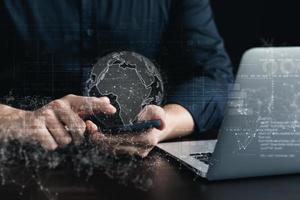 Digital transformation technology strategy,the transformation of ideas and the adoption of technology in business in the digital age, enhancing global business capabilities. photo