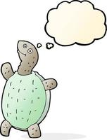 cartoon happy turtle with thought bubble vector