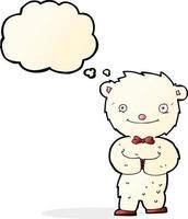 cartoon little polar bear with thought bubble vector