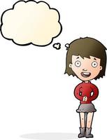 cartoon excited woman with thought bubble vector