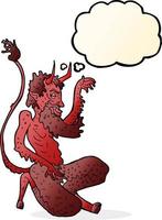 cartoon traditional devil with thought bubble vector