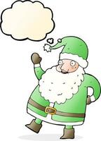 funny waving santa claus cartoon with thought bubble vector