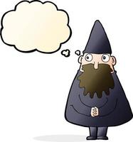 cartoon wizard with thought bubble vector